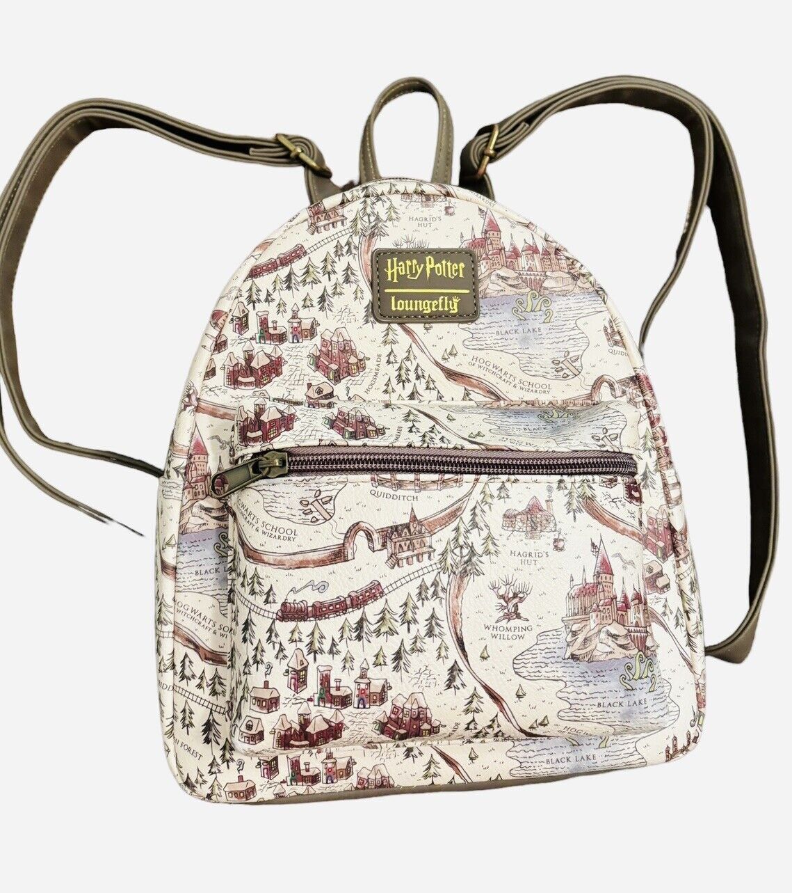 NWOT Loungefly Harry Potter School Grounds Maps Allover Print AOP Mini Backpack