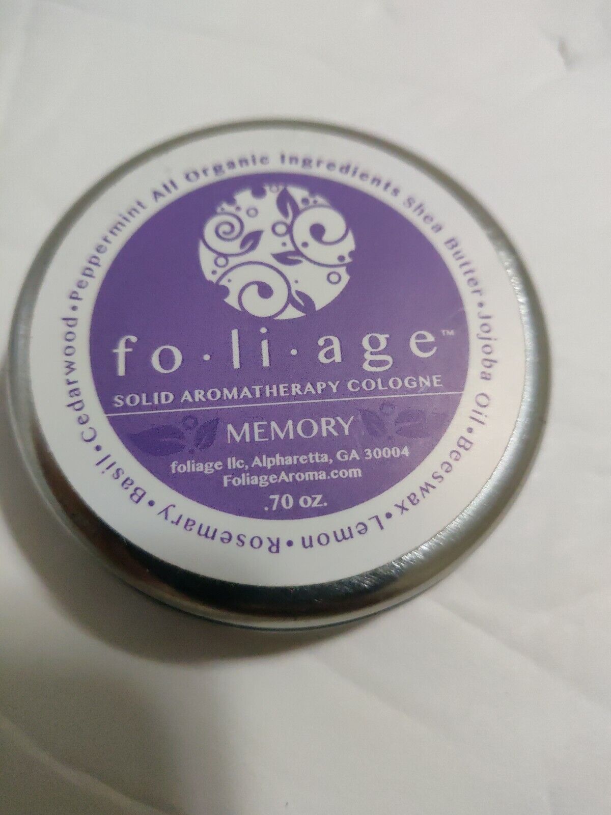 Foliage Solid Aromatherapy Cologne - Improves Memory 100%  Organic 