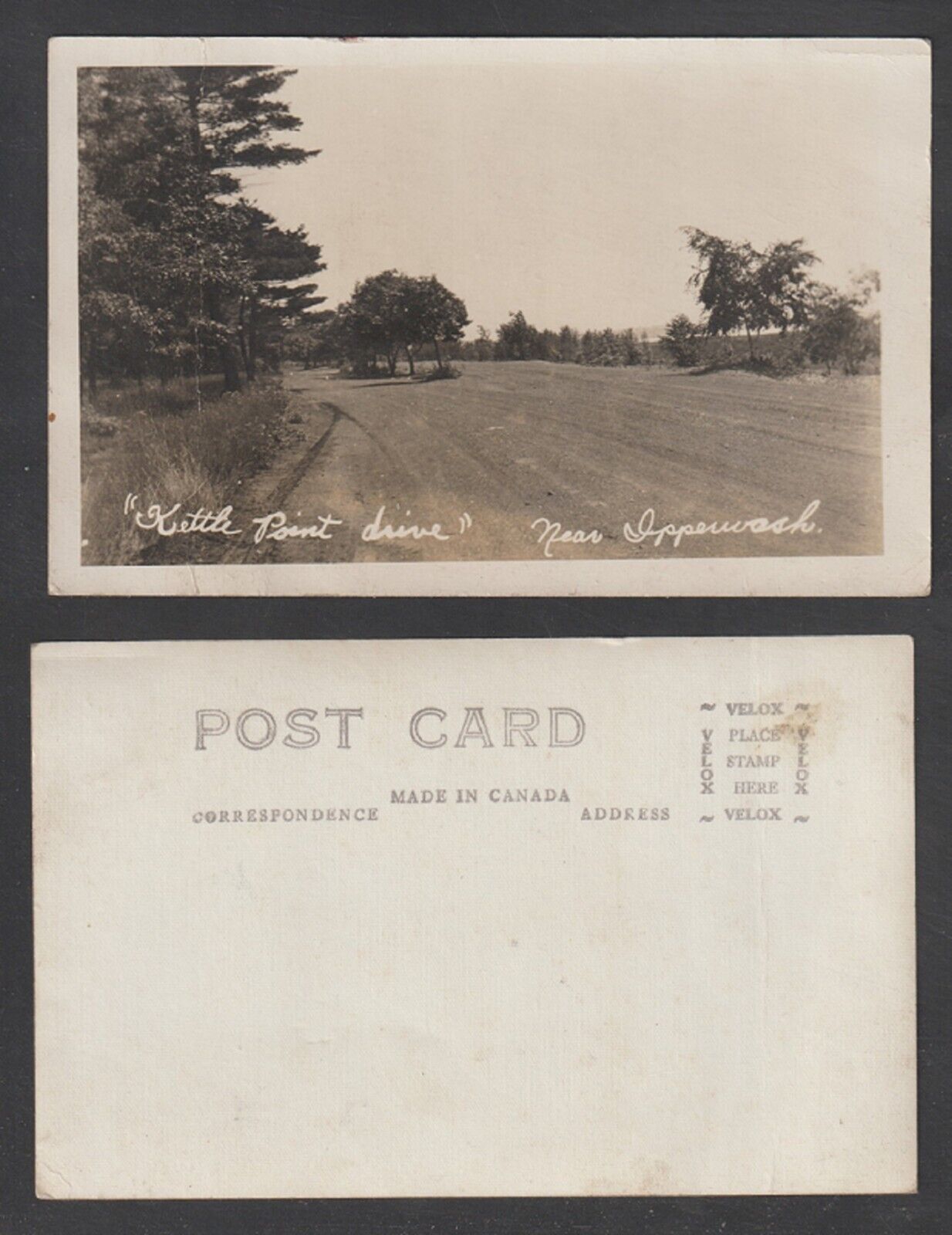 Ipperwash Ontario Kettle Point Drive  Real Photo Unused Topographical Postcard
