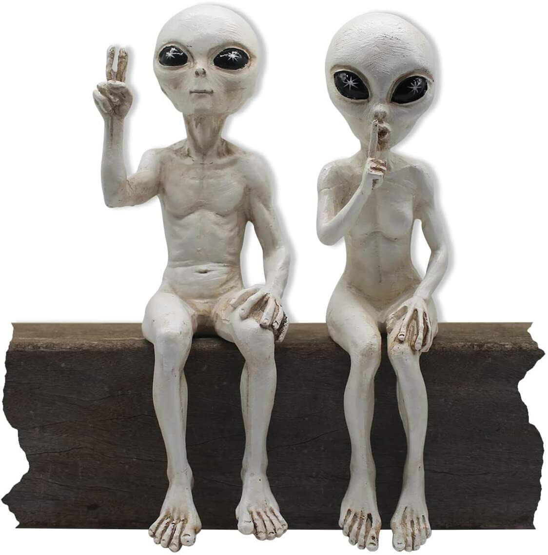 Alien Shelf Sitters Peace Quiet 8 in Extraterrestrial Garden Statues Figurines