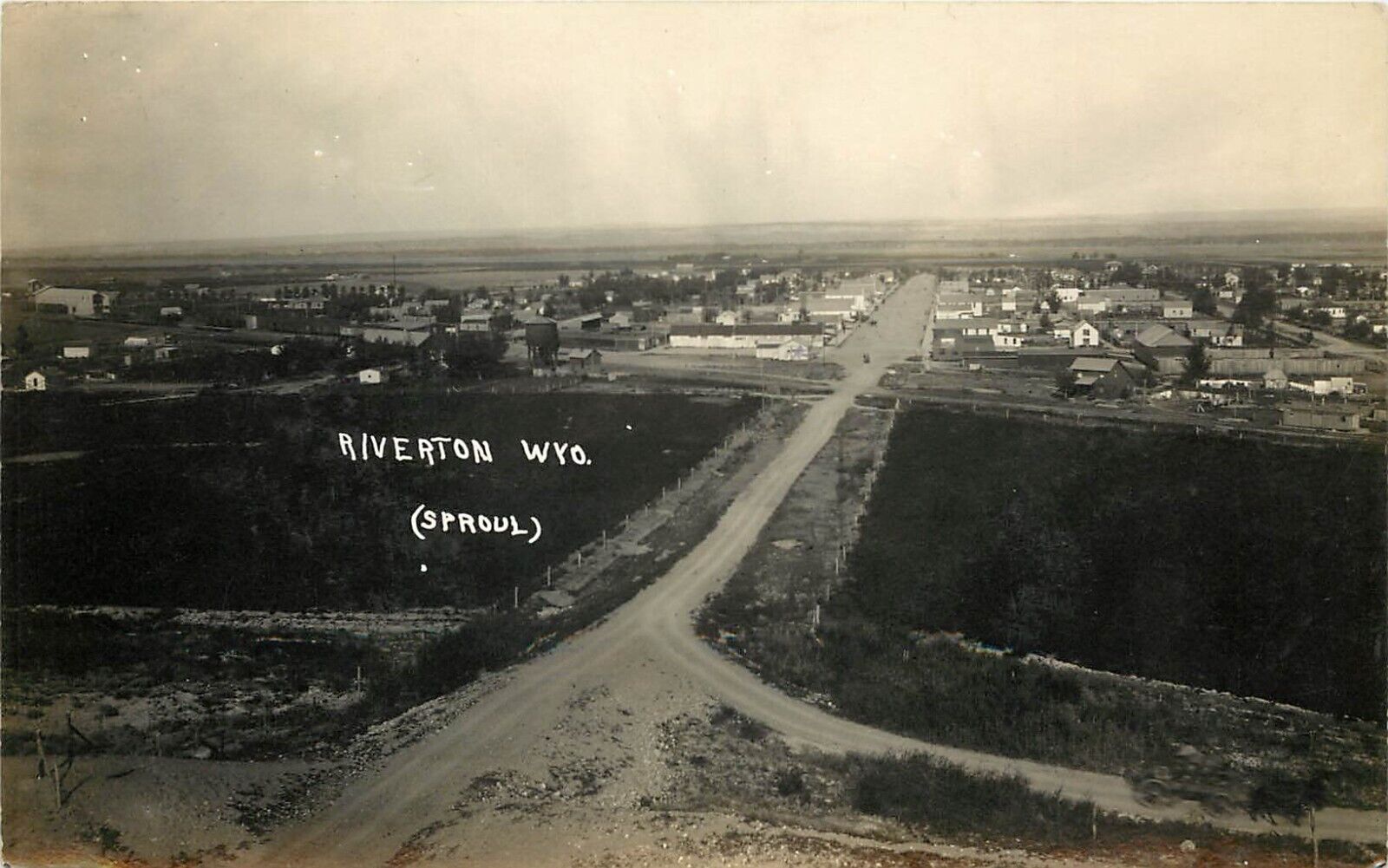 RPPC Postcard; Riverton WY Fremont County Town View, Sproul Photo Unposted c1910