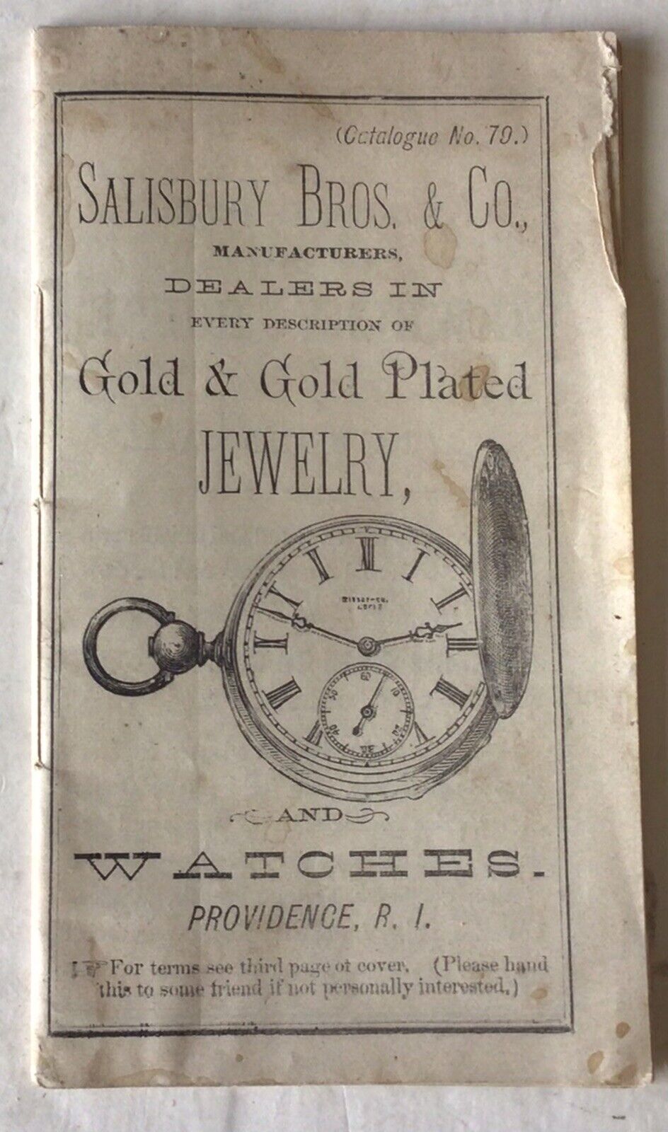 Salisbury Bros. Catalog Watches Jewelry Providence