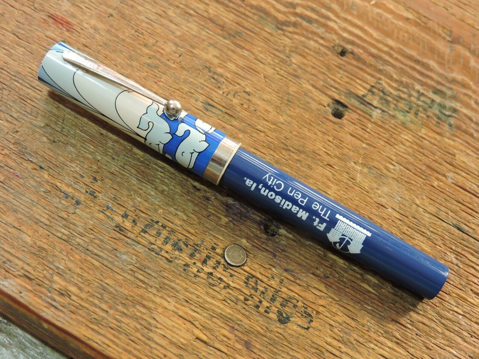 Vintage Blue Whale Fort Madison The Pen City SHEAFFER No-Nonsense Ballpoint Pen