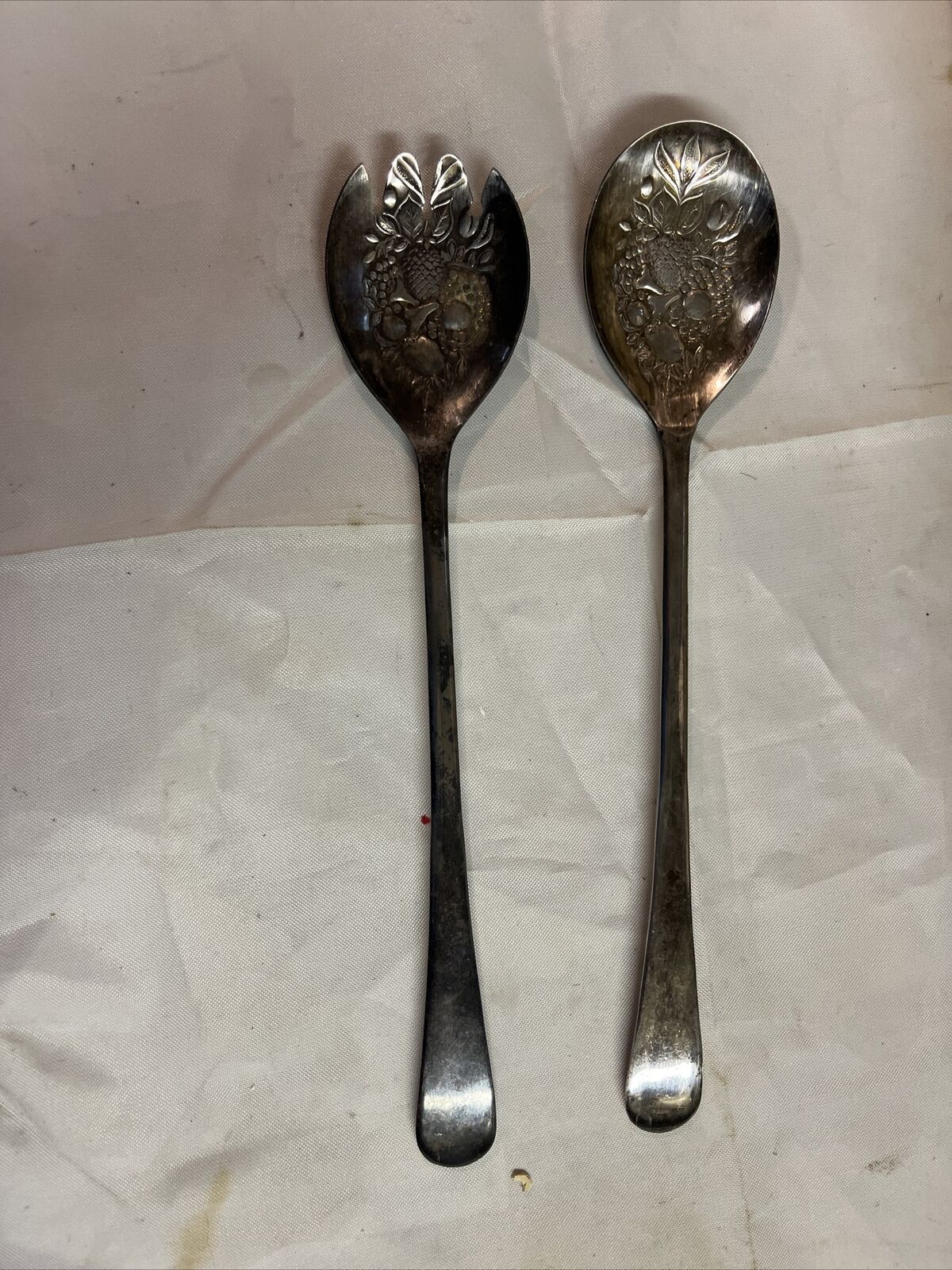 Vintage Set of Silverplate Sheffield England Ornate Serving Fork/Spoon