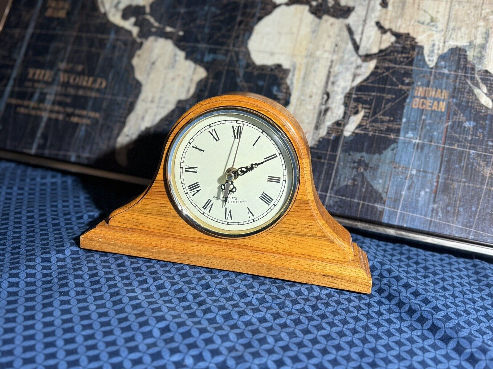 Linden Quartz Mantel Wood Clock with Gold Trim