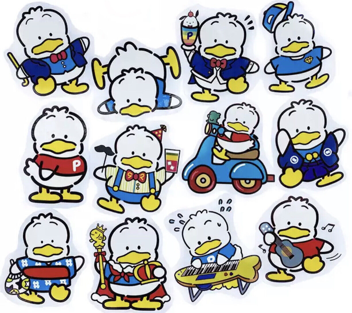 PEKKLE DUCK Stickers Large Waterproof Kawaii Sanrio For Laptop Cell Phone 12 PCS