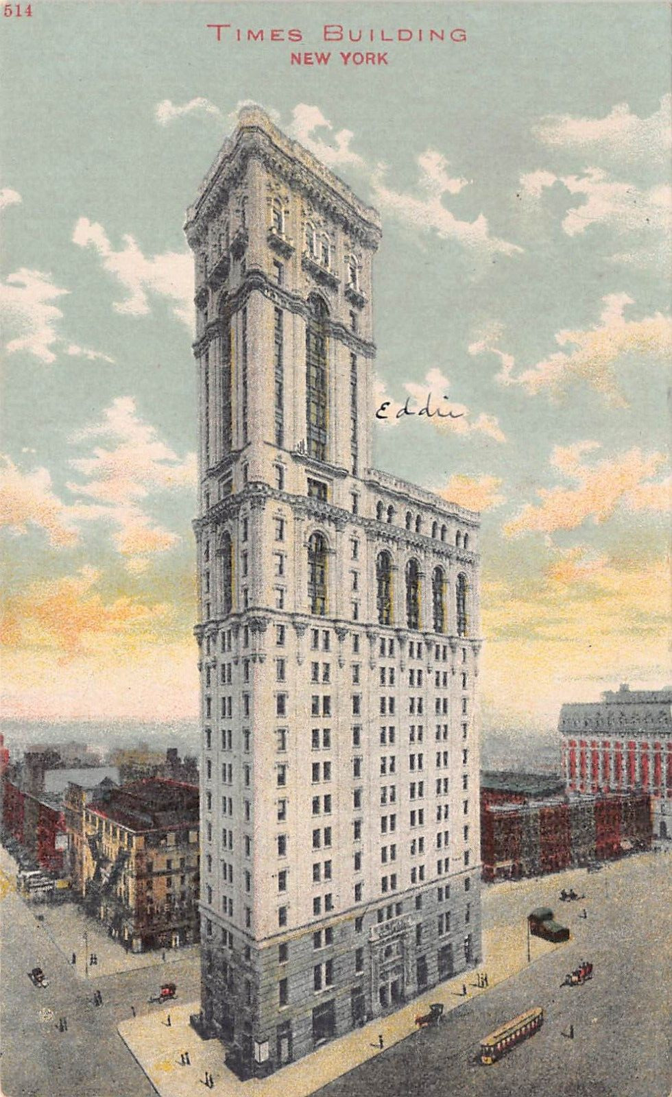 Times Building, Manhattan, New York City, N.Y., Early Postcard, Unused