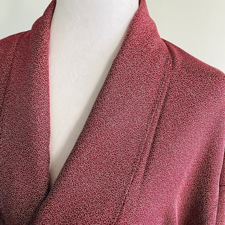 Purple Red  Edo Komon LONG Vintage Silk Japanese Kimono Robe Evening Dress