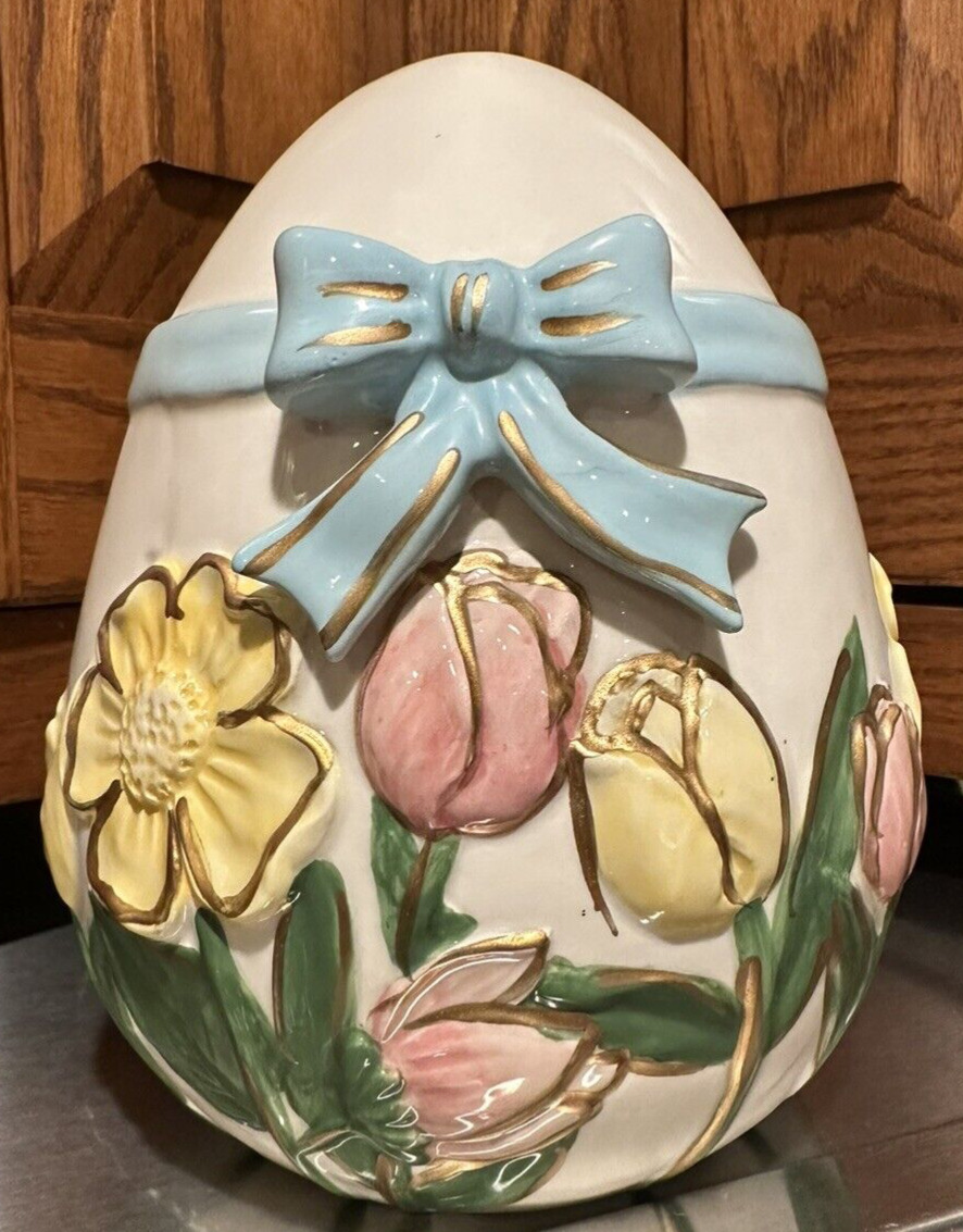NEW Blue Sky Clayworks Easter Egg Figural Tulips, Bow & Spring Flowers #20434