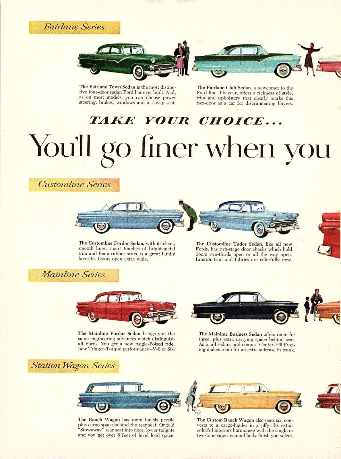 Print Ad 1955 Ford Cars/Chemstrand Nylon/Cutler-Hammer Motor Control Print Ad