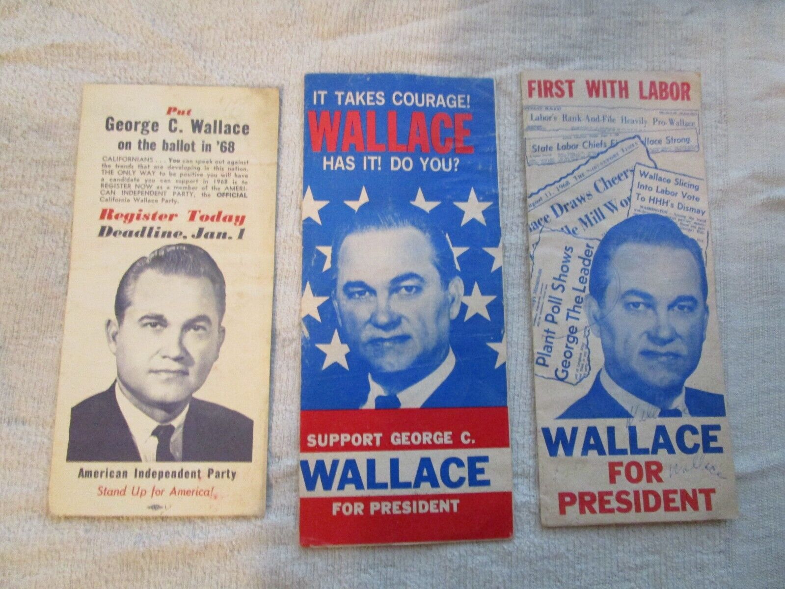 GEORGE WALLACE - Presidential Candidate - (3) Brochures - 1968