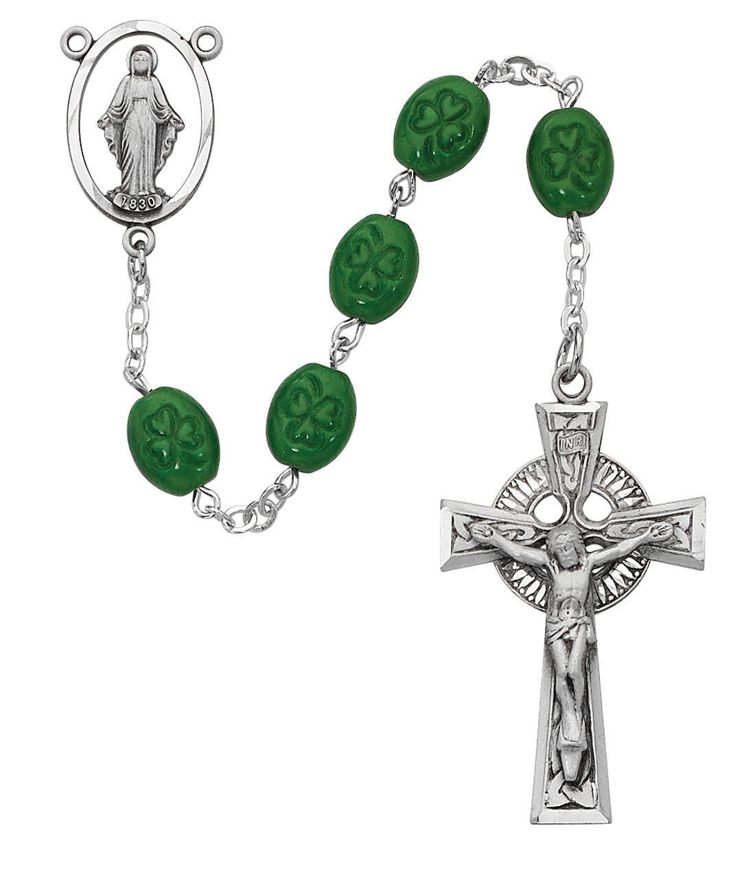 6x8mm Oval Green Rhinestone Rosary Comes in a Deluxe Gift Box