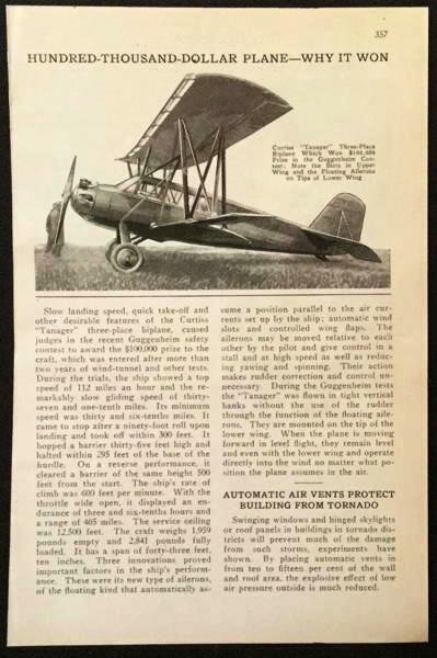 Curtiss Tanager 1930 Guggenheim Safety Plane winner pictorial *Why It Won*