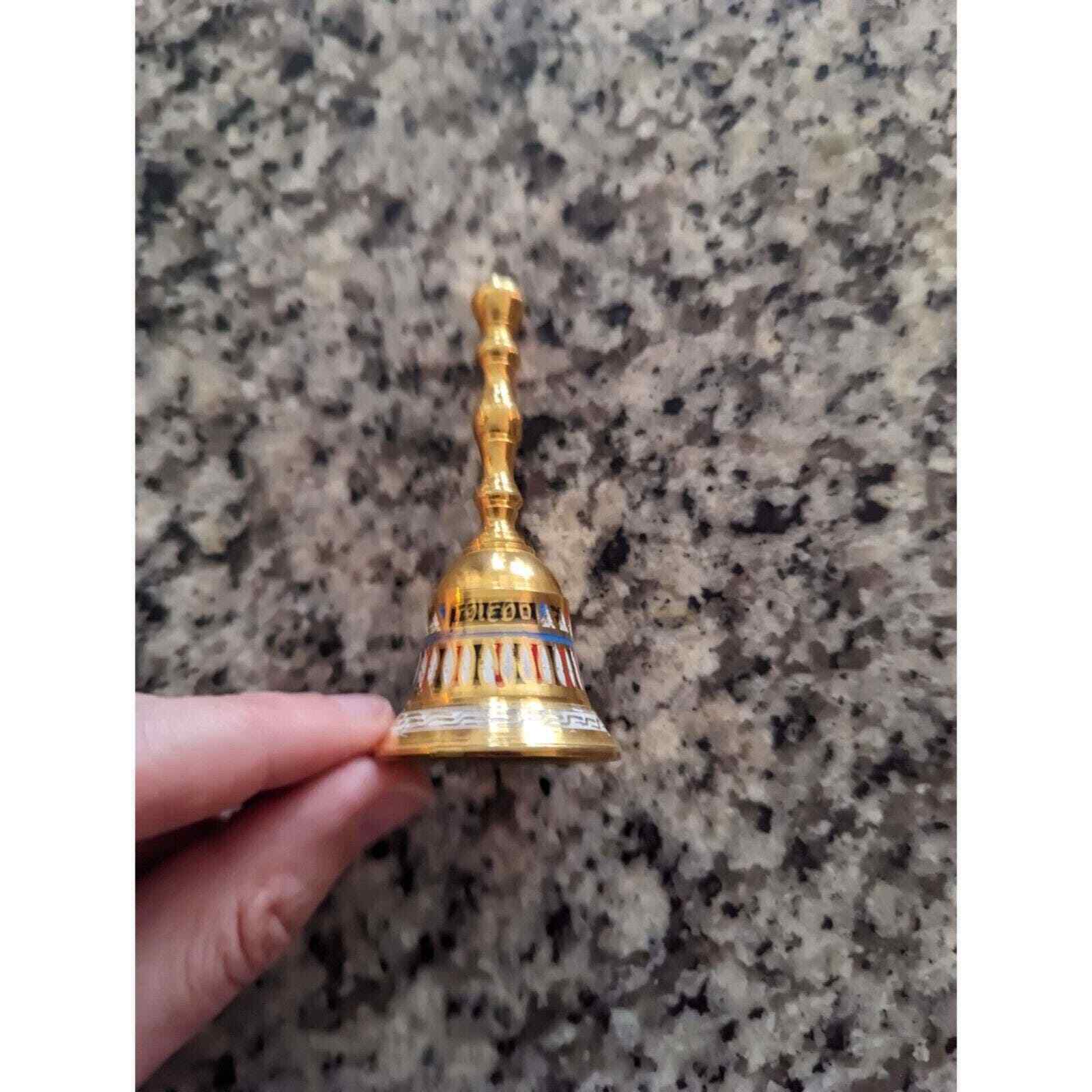 Vintage 1960s Hand Painted Brass Souvenir Bell Toledo