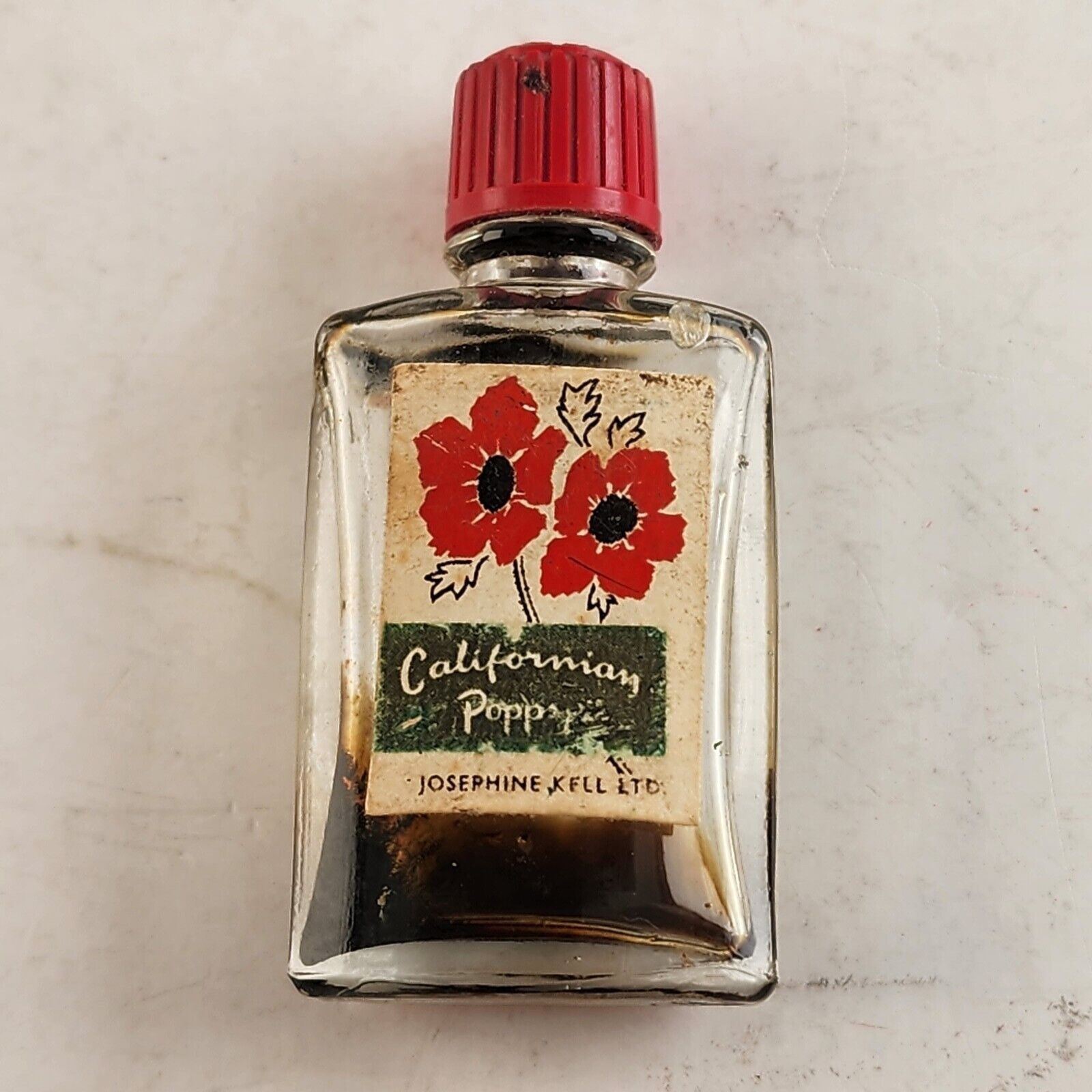 Miniature Bottle Perfume Glass Vintage Californian Poppy Empty Josephine Kell