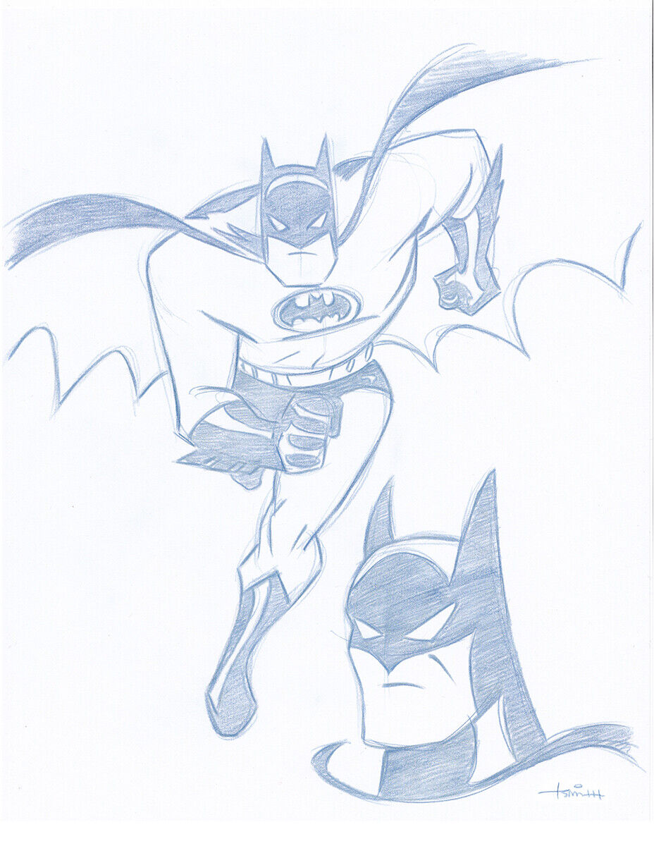 Batman Blue Line Convention Sketch by Animator - Original Art Drawing - TAS