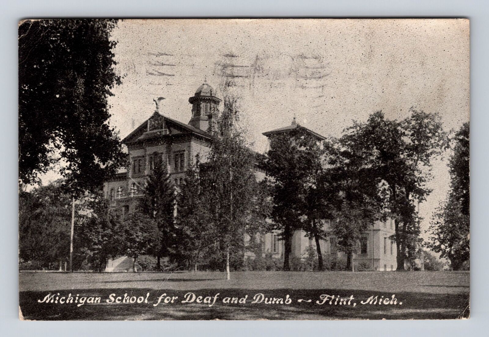Flint MI- Michigan, Michigan School For Deaf, Antique, Vintage c1909 Postcard