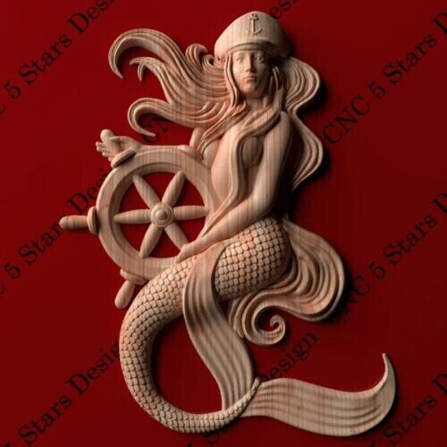 Mermaid carved in wood. Home decor gift item