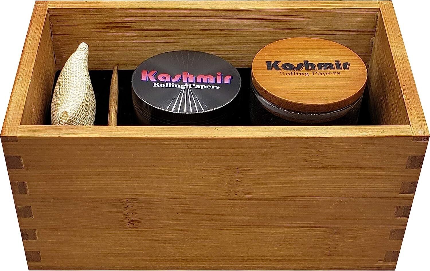 Kashmir Bamboo Stash Box with Rolling Tray, Grinder & Storage Jar Eco-Friendly