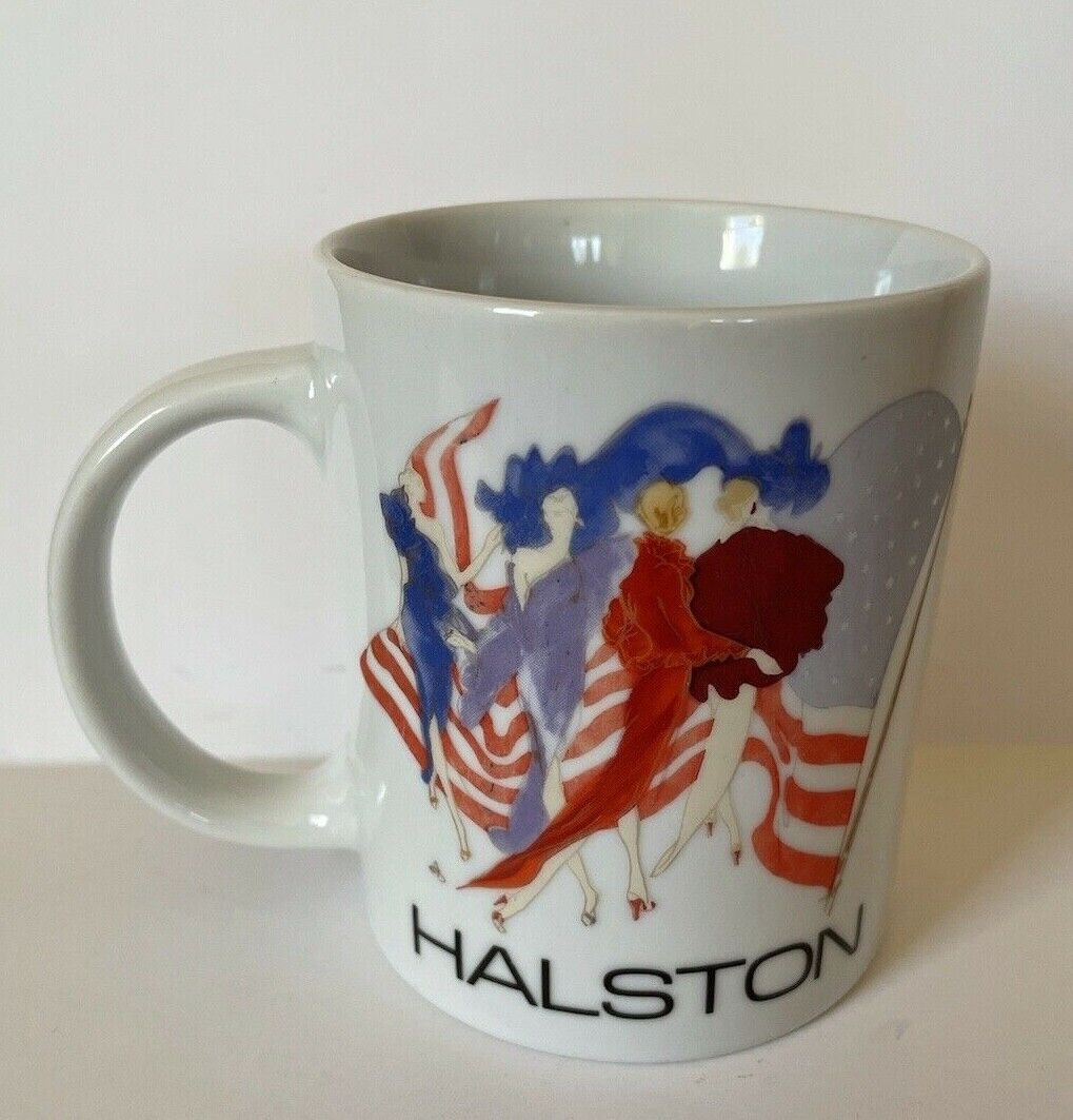  Fashion Designer Halston Patriotic Cup Model Flag USA Red White Blue Vtg 1970's