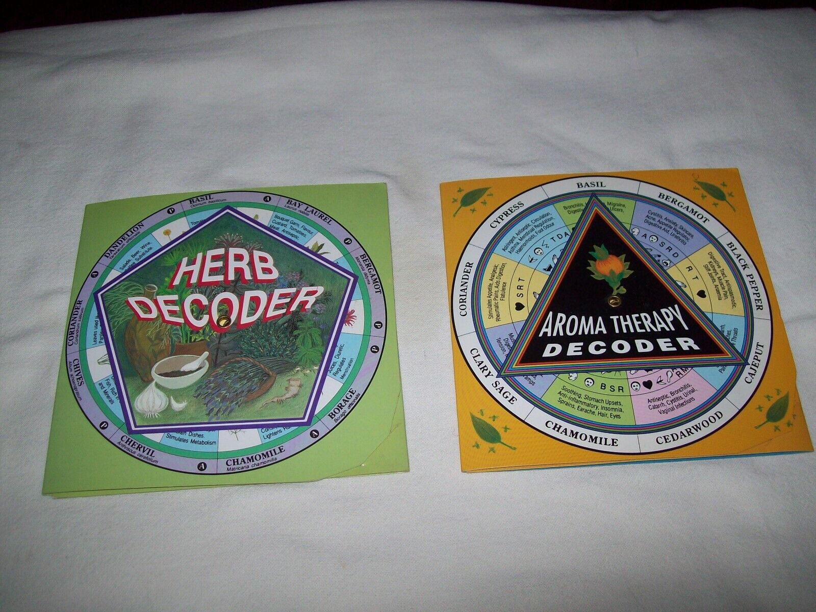 HERB DECODER & AROMA THERAPY Chart Homeopathic Herbal Remedy slide rule wheels