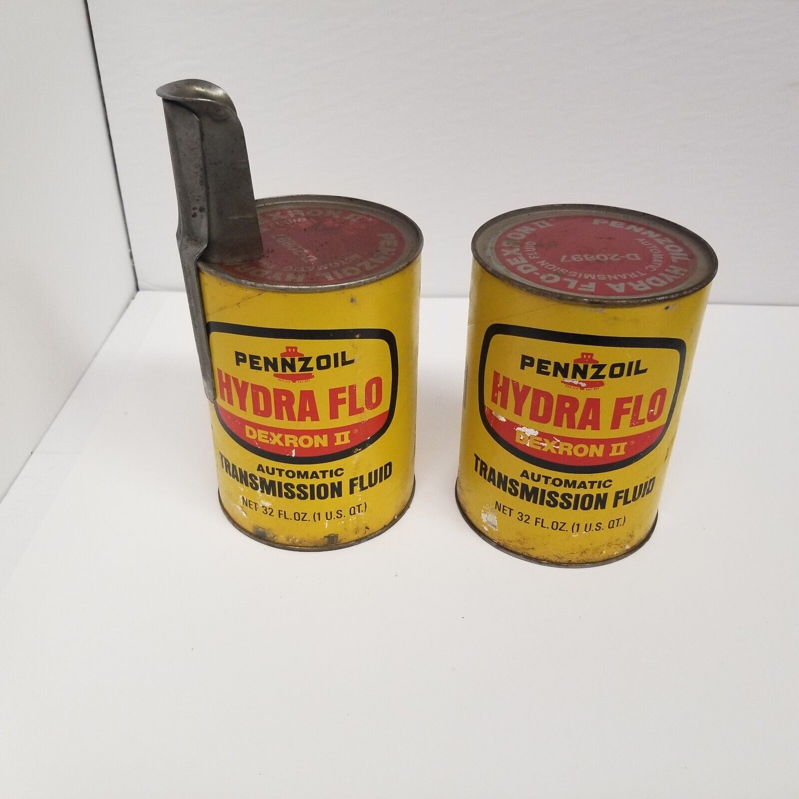 Vintage Pennzoil Hydra Flo Automatic Transmission Fluid 32 Oz. Full & Empty Cans