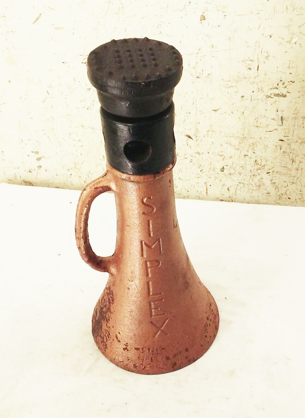 Vtg antique Simplex 1 3/4 x 10 bottle screw jack barn house railroad cast iron