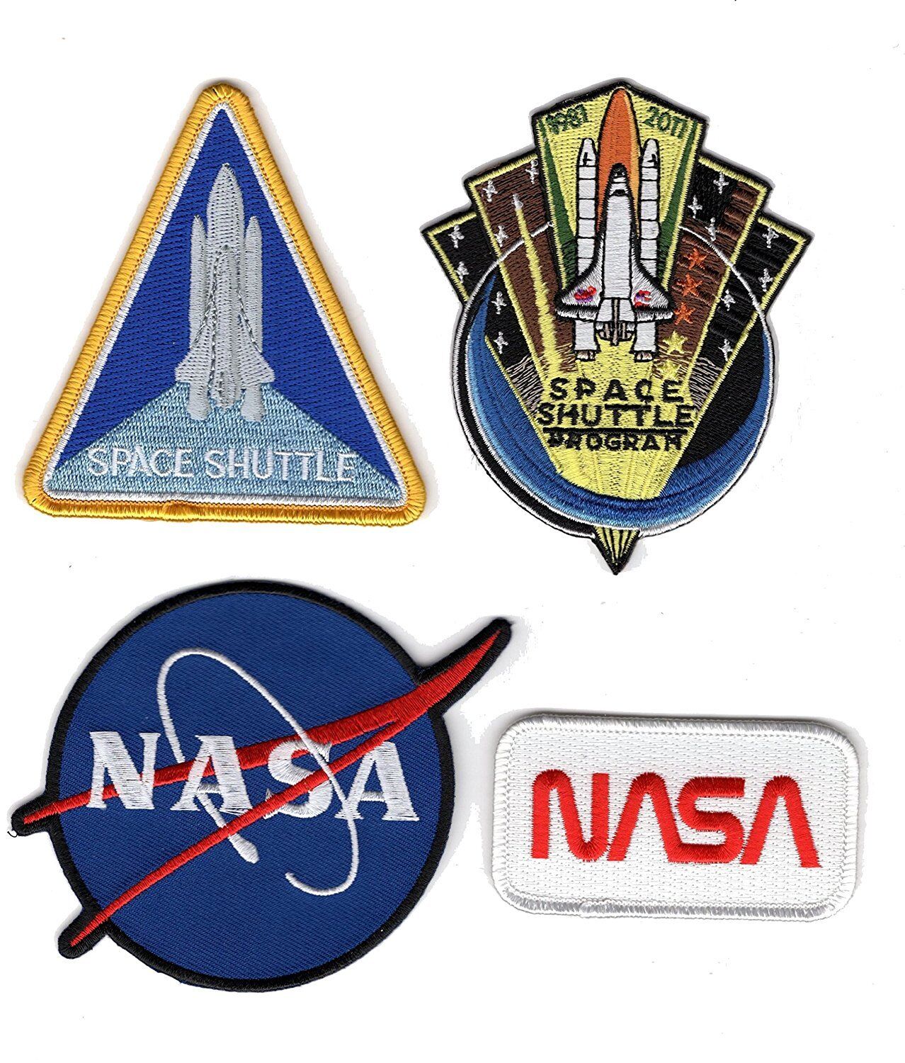 NASA SPACE SHUTTLE EMBROIDERED Set of 4 IRON ON SEW ON PATCH