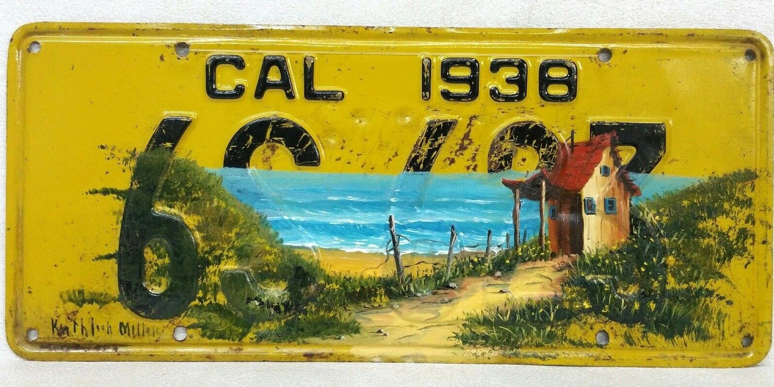 Vintage 1938 California Licence Plate Embossed Steel