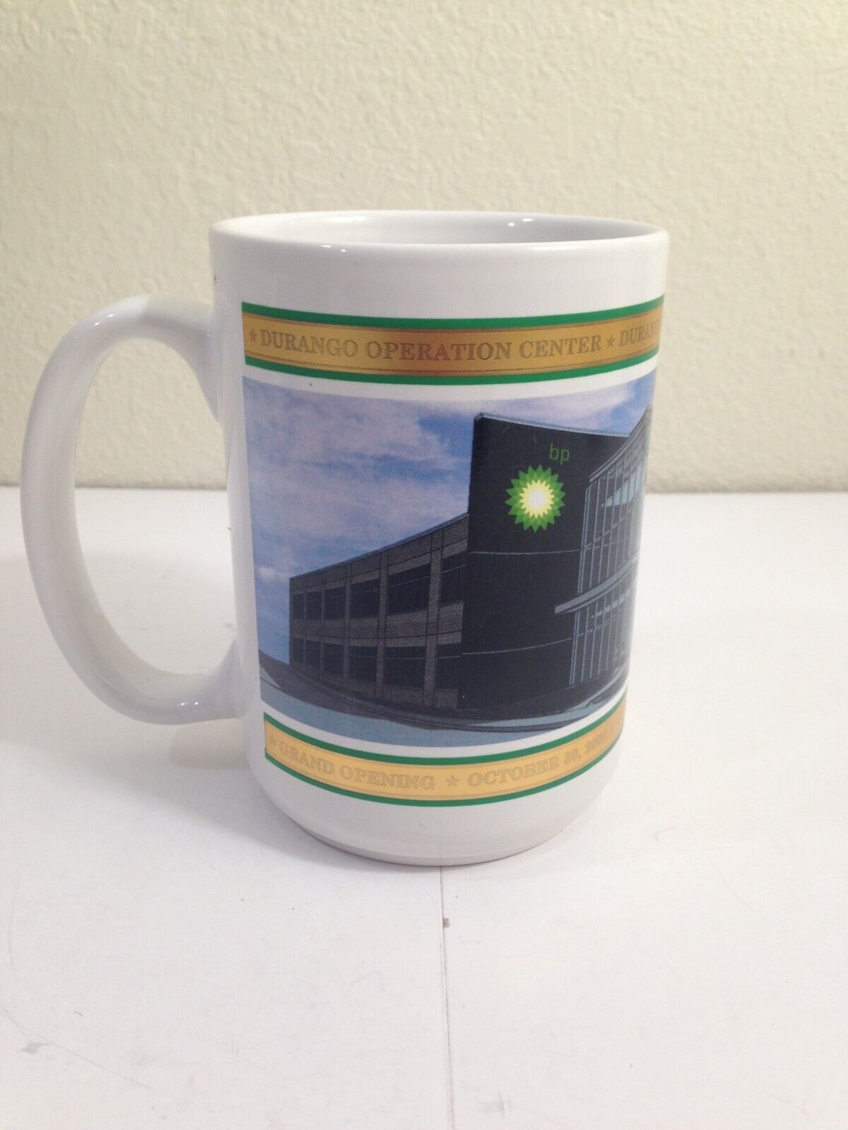 BP British Petroleum coffee mug celebrating Durango CO operations center opening