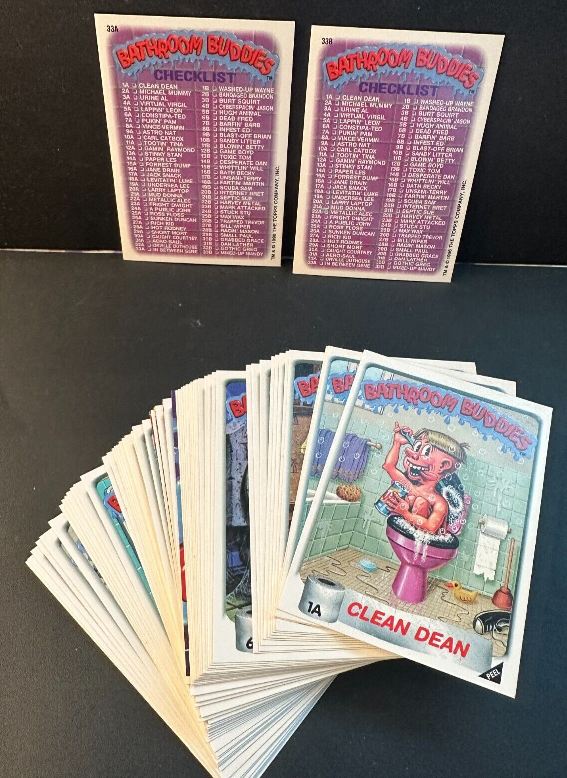 Bathroom Buddies 1996 Topps Complete 66 Card SET Garbage Pail Sister Set