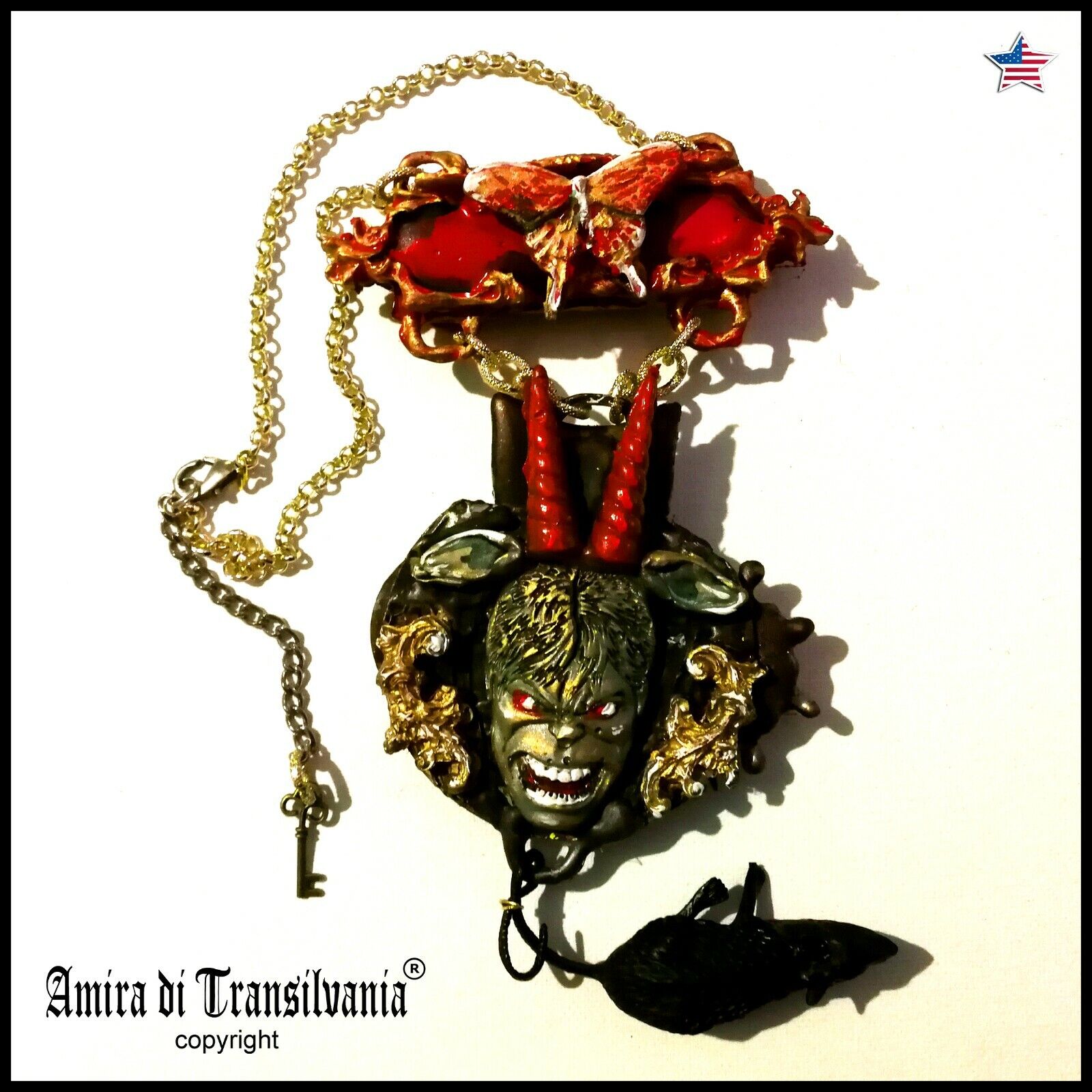 dark gothic jewelry punk talisman necklace amulet pendant moloch god black magic