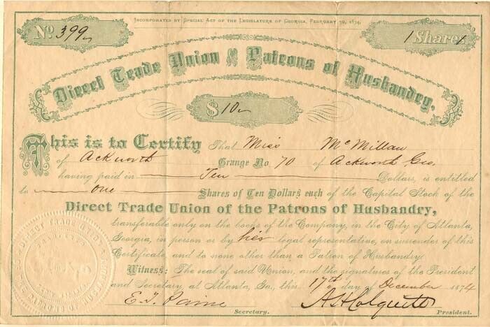Direct Trade Union of the Patrons of Husbandry - General Stocks