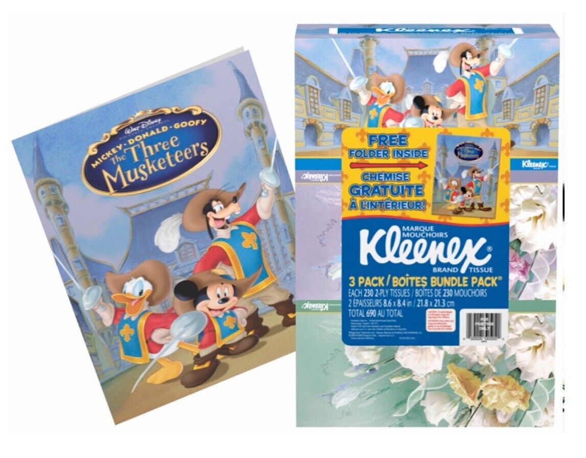 2004 Walt Disney Pictures Three Musketeers Kleenex Boxes Sealed W/Ring Folder
