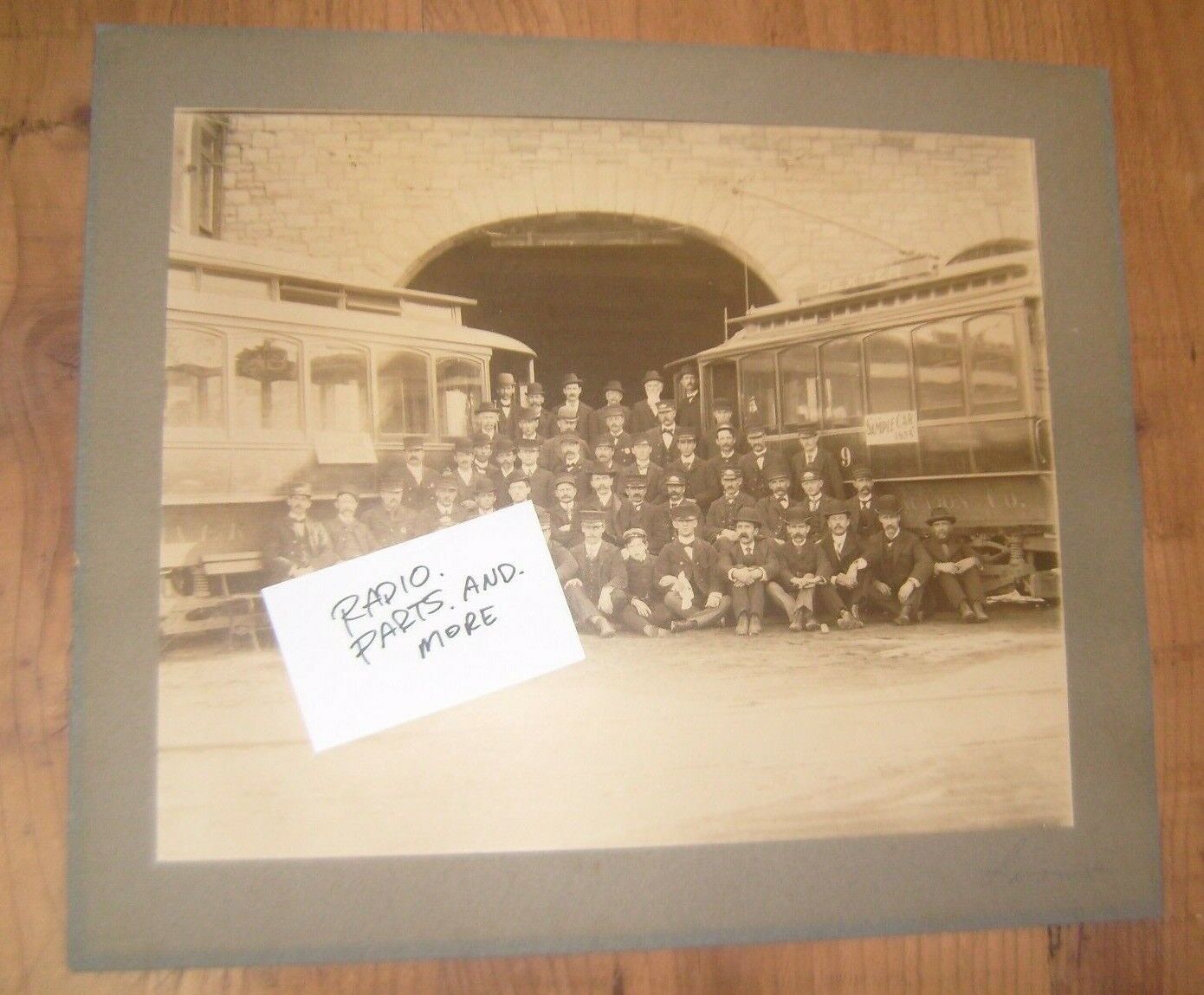 Large  Vtg 1901 PHOTO - Trolley Cable Car Group Motorman Conductor Dexter NY