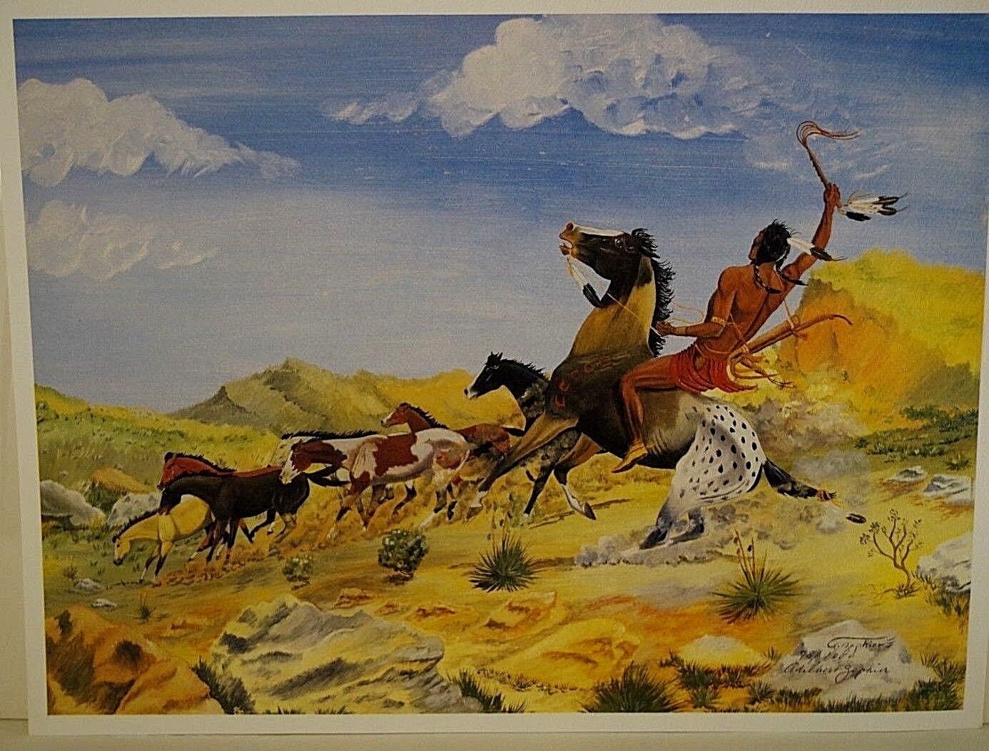 ADELBERT ZEPHIER WILD HORSES NATIVE AMERICAN ART PRINT L.E. 78/1000 SIGNED