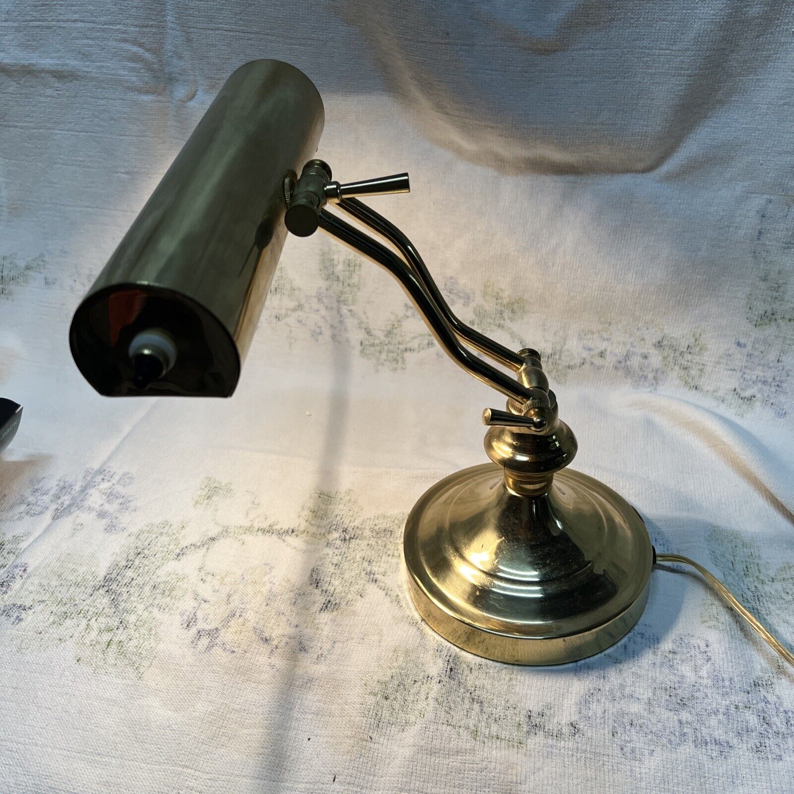 Vintage Brass Piano Lamp 4 Way Adjustable Arm Banker Student Desk Mid Century 