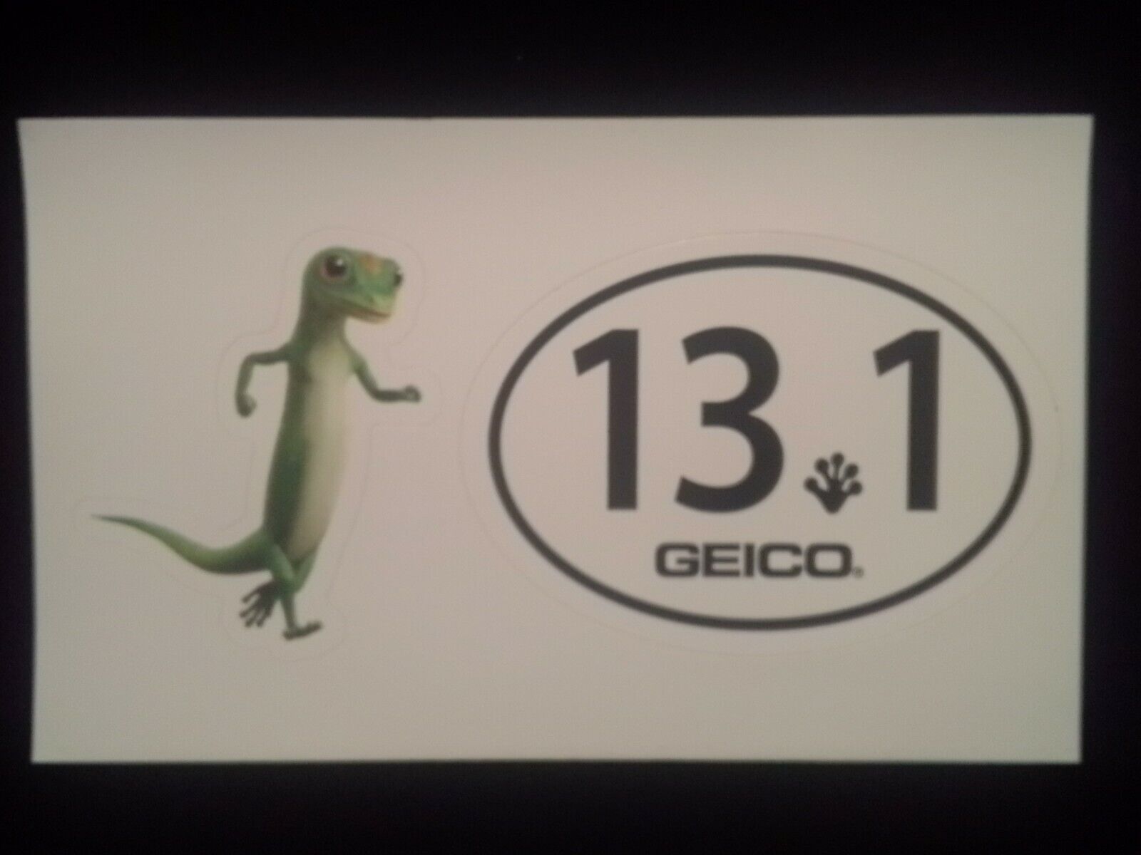 (1) Geico Gecko Sticker Lizard Running & (1) Half Marathon 13.1 Geico Sticker