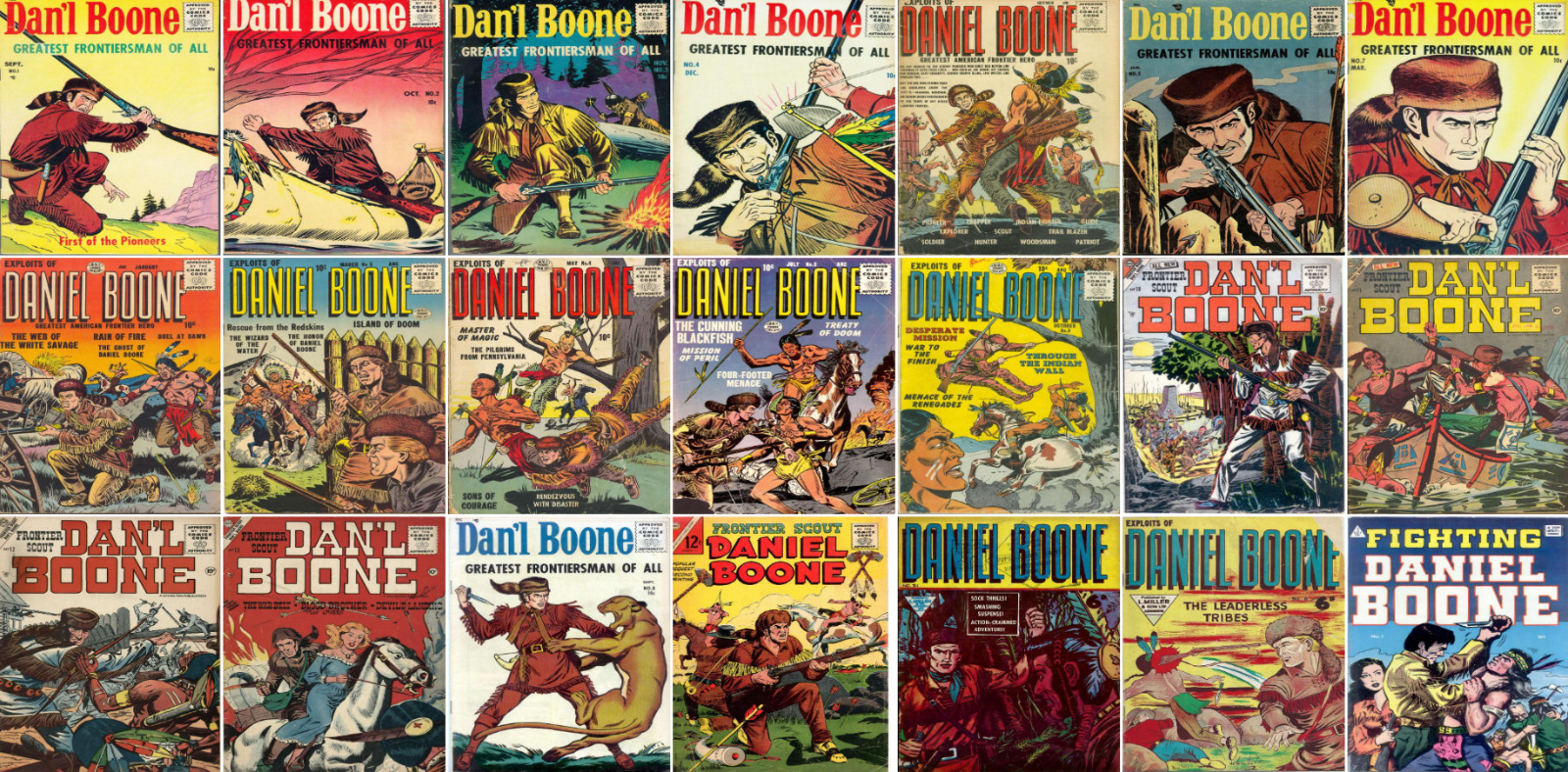 1955 - 1965 Daniel Boone and Dan\'L Boone Comic Book Package - 22 eBooks on CD