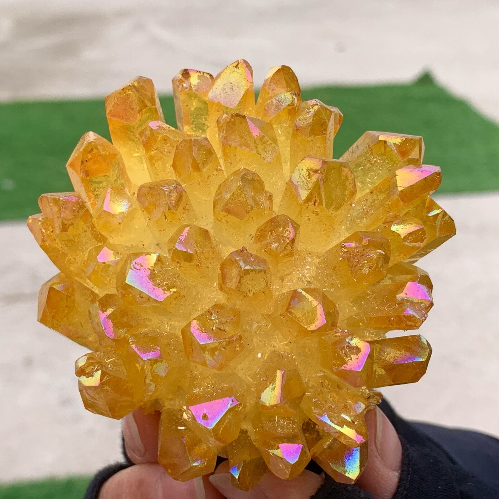 370G New Find Yellow PhantomQuartz Crystal Cluster MineralSpecimen