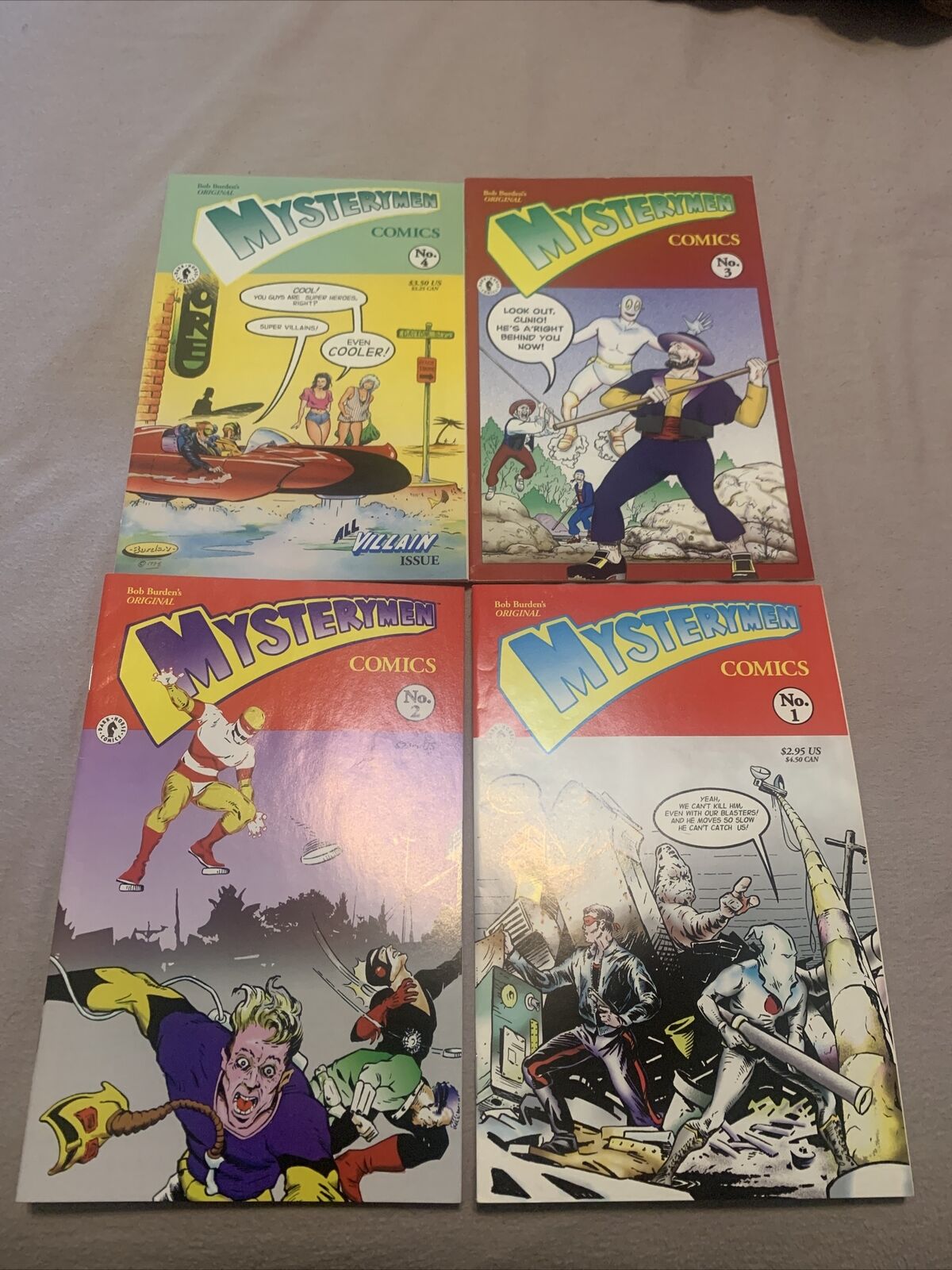 Bob Burden's Original Mysterymen Comics #1-4 VF+ complete series dark horse