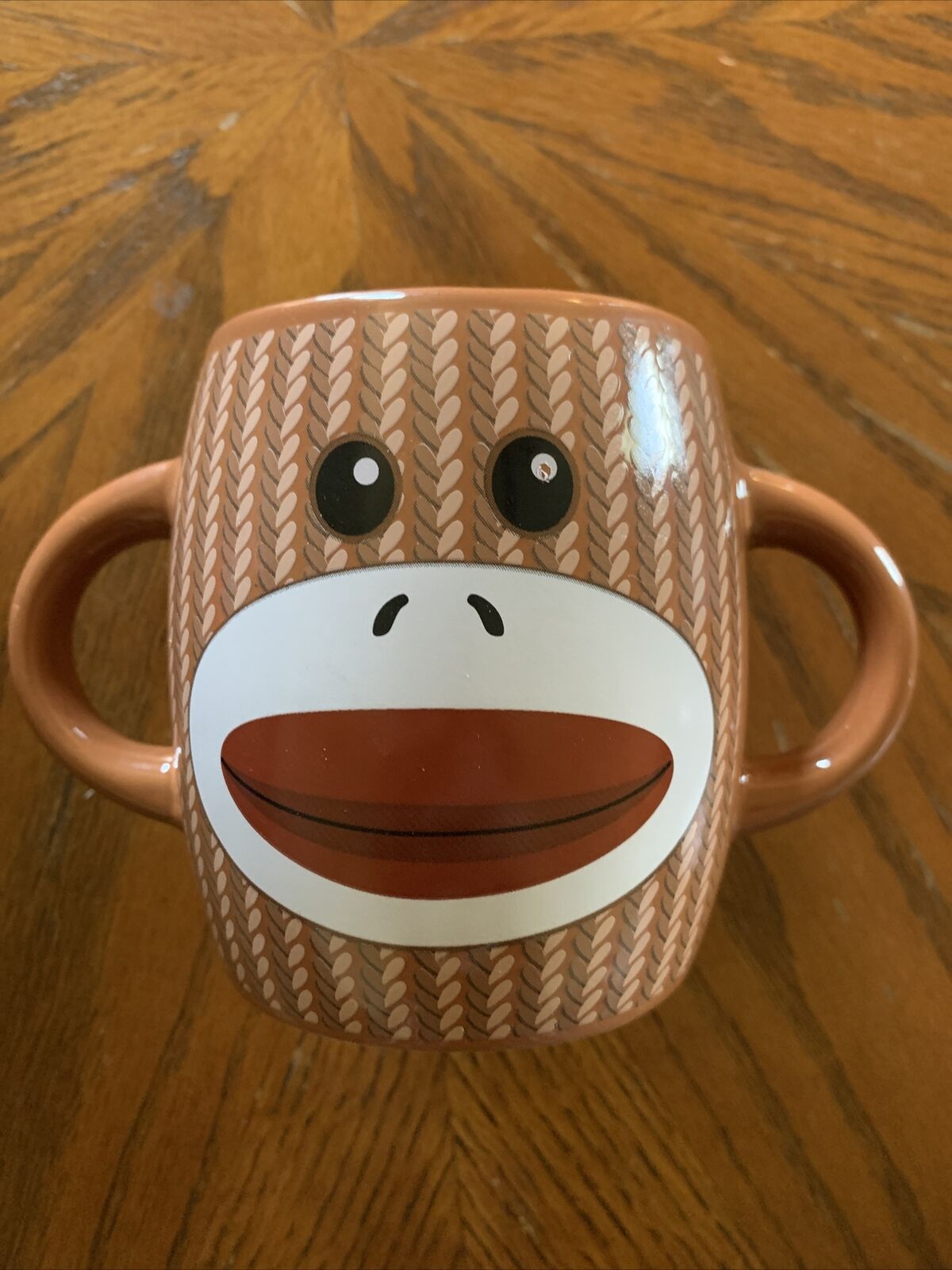Sock Monkey Double Handled Coffee Cup Mug