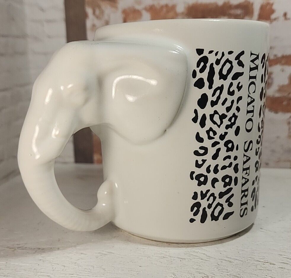 Micato Safaris Africa Elephant Handle Souvenir Coffee Mug Cheetah Print 12oz