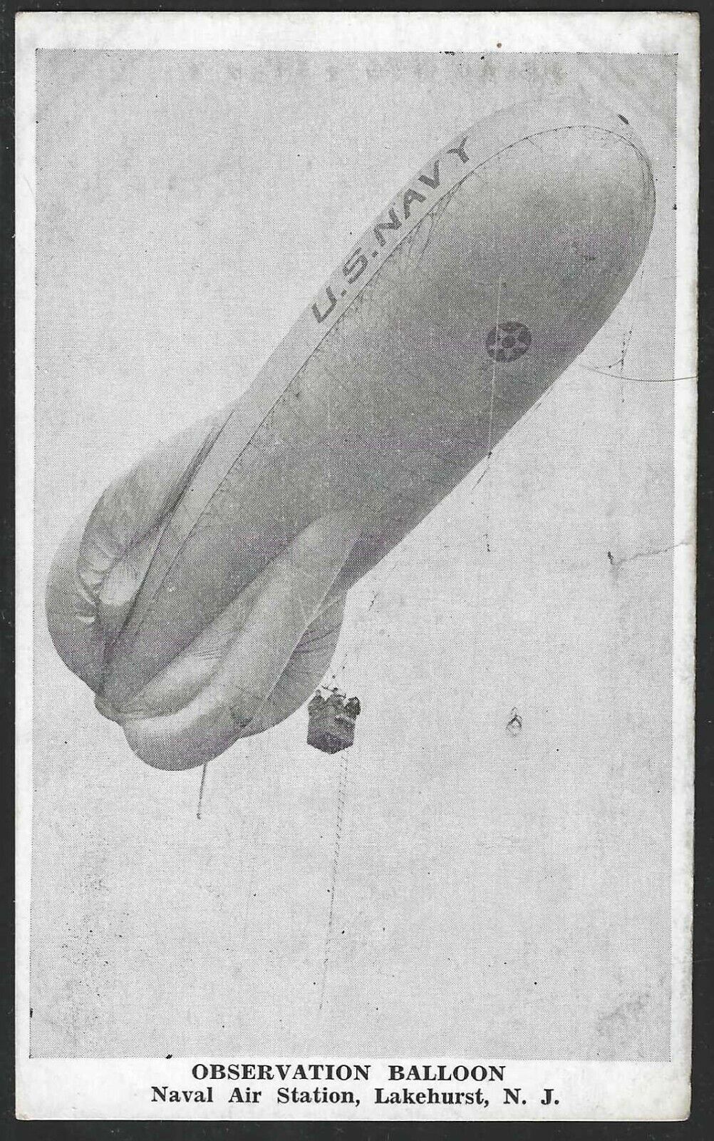 Observation Balloon, Naval Air Station, Lakehurst, NJ, Circa 1921 Postcard