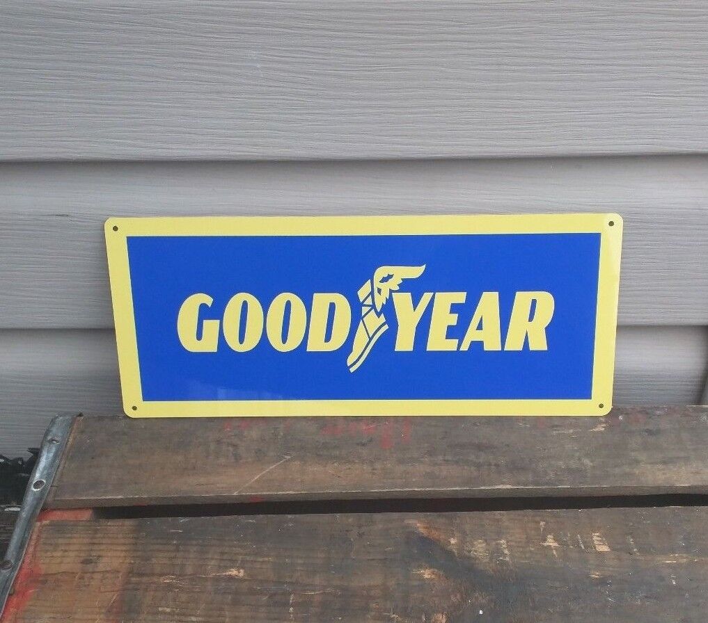 GOODYEAR Metal Sign Tires Service Gas Station Garage Mechanic Shop 5x12\