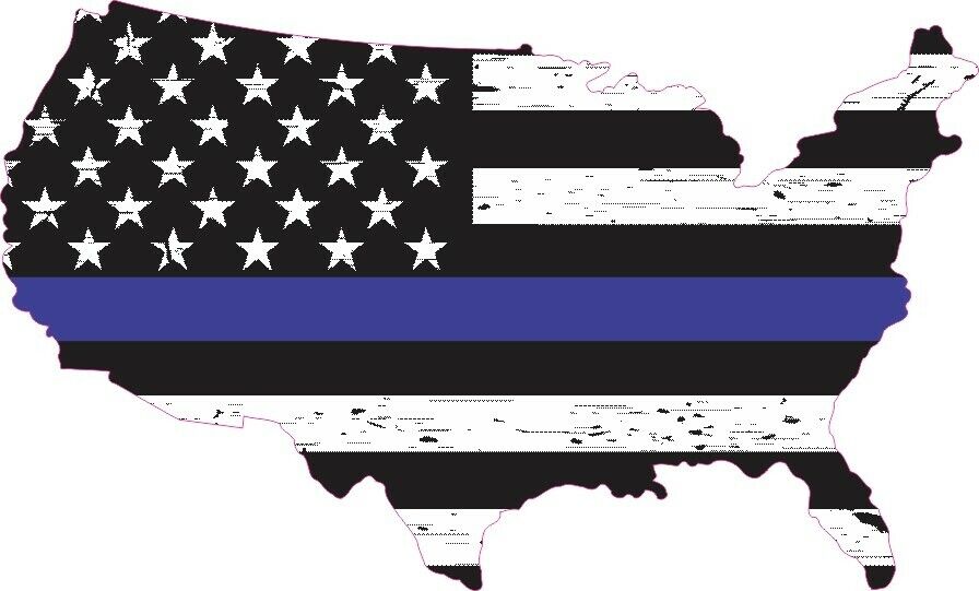 6x3.5 Black and White America Blue Lives Matter Bumper Sticker Car Window Decal