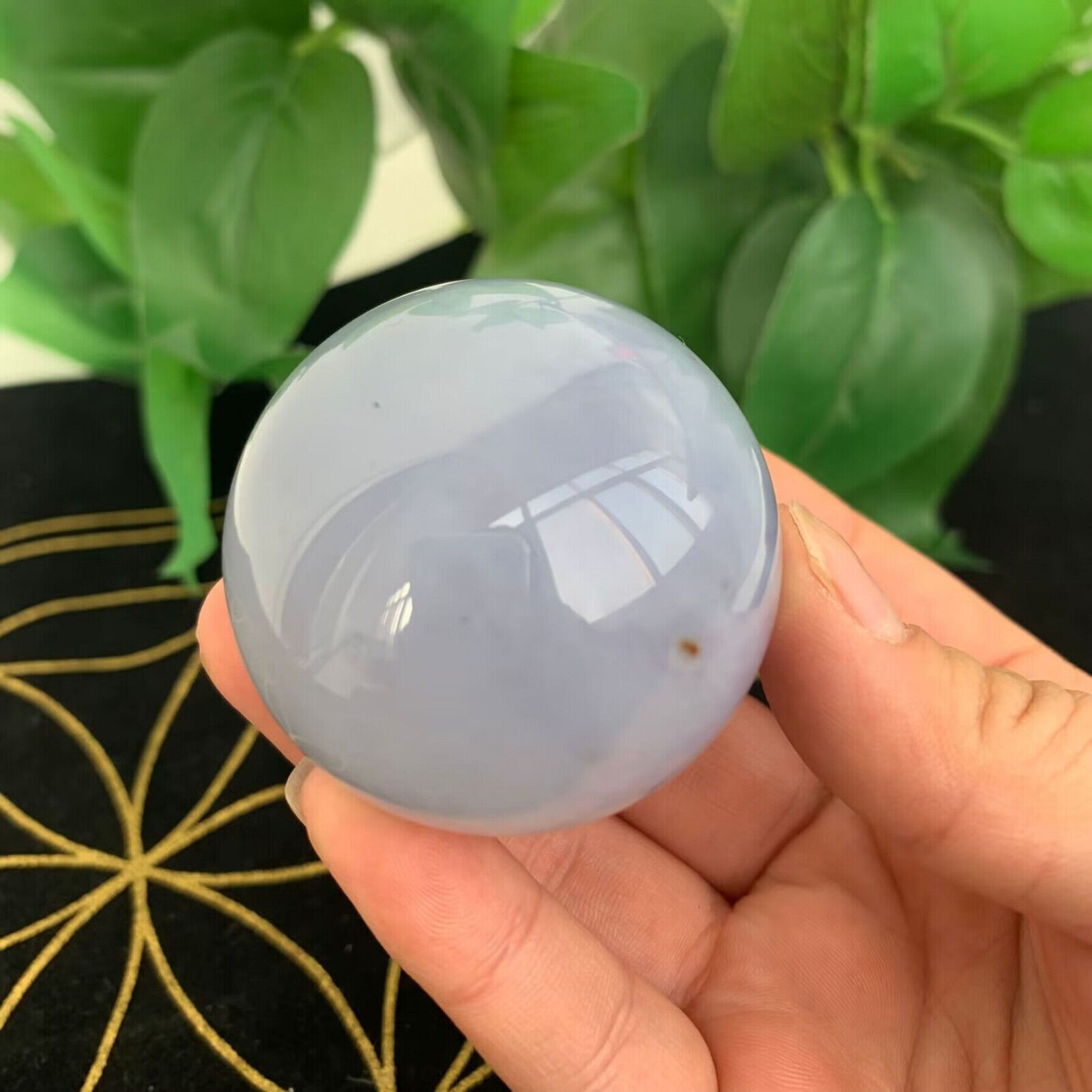 45mm Blue Chalcedony Stone Sphere Ball Quartz Crystal Specimen Healing