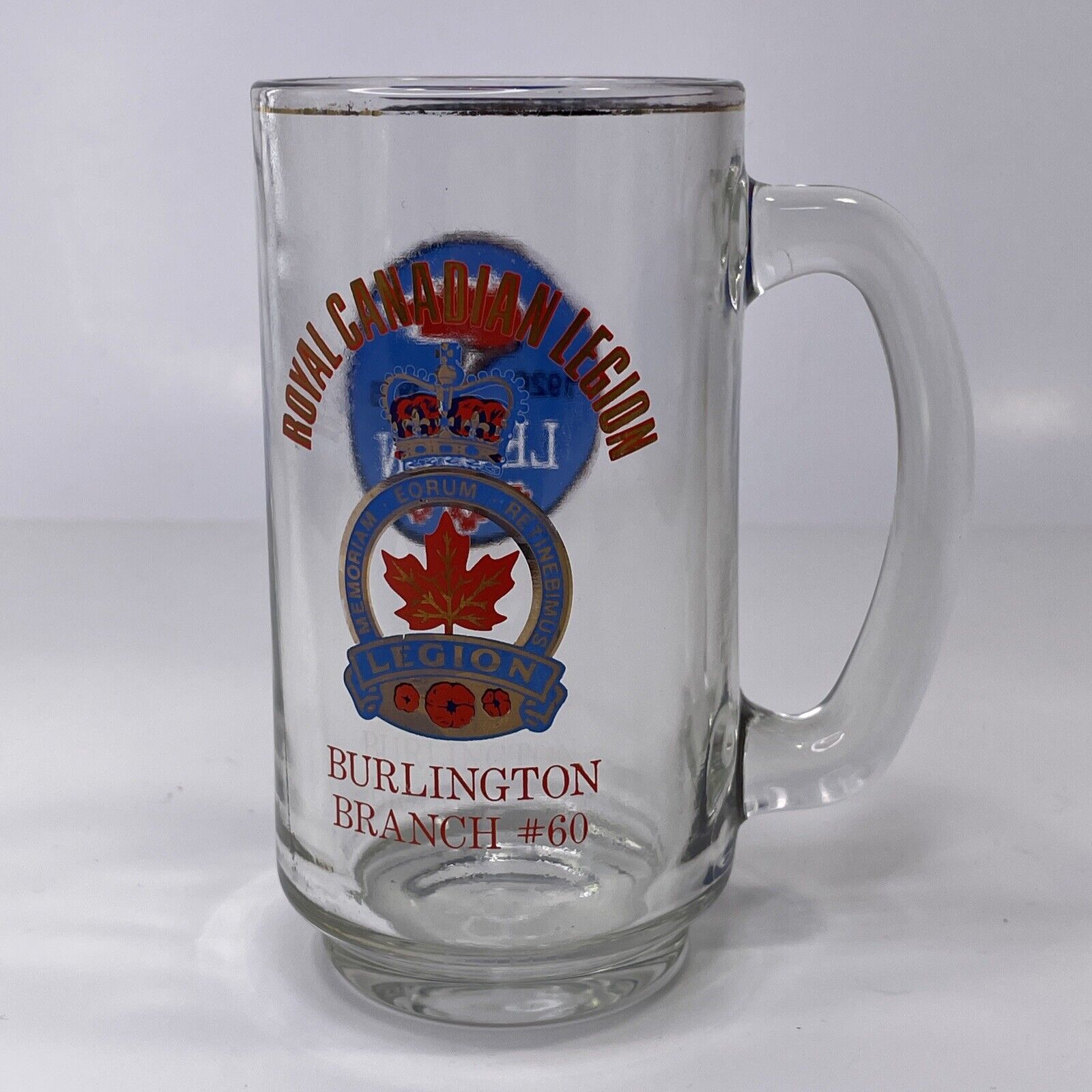 Vintage 1976 Canadian Legion Branch #60 Burlington Ontario 14oz Beer Mug Glass