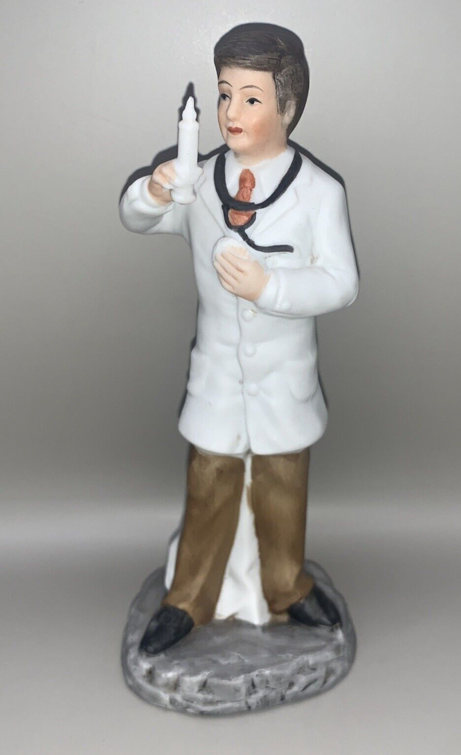 Vintage 1970s Ayerst Bisque Porcelain Doctor Figure 5” Pharmaceutical Promotion