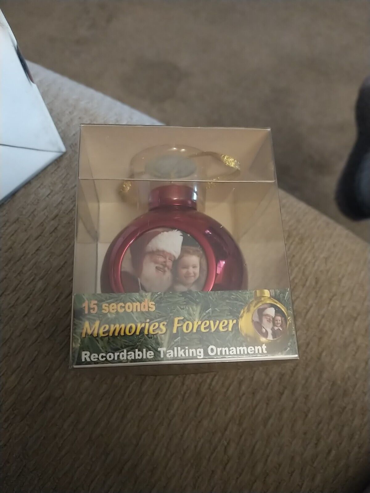 Memories Forever 15 Second Recordable RED Christmas Holiday Ornament / NEW